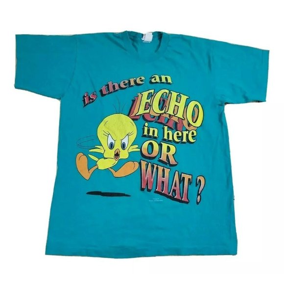 Vintage 1996 Looney Tunes Tweety Men's XL T Shirt Graphic Tee "Is there an Echo" - Picture 1 of 10